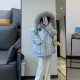 大きな毛皮の襟をつけたパーカー、フード付きで、マイナーなカジュアルな冬用の綿入れコート