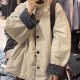 日系スタイルの立領のチェック柄の綿入れコート