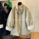 ワークスタイルのラムスキンの綿入れコート